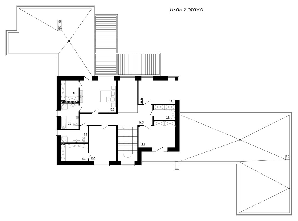 Проект современного дома с баней и гаражом в Подмосковье 2022