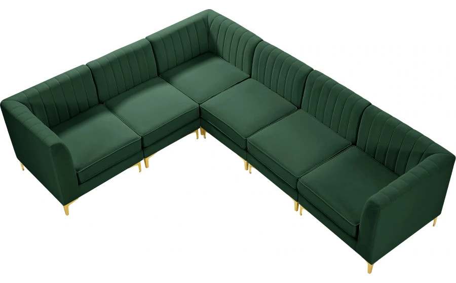 Luxury Seating and Decor Lovely Velvet Modular Sectional Green