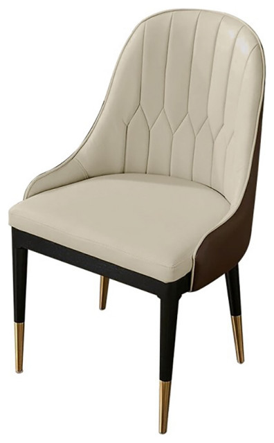 Beige And Brown Faux Leather Dining, Leather And Upholstered Dining Chairs