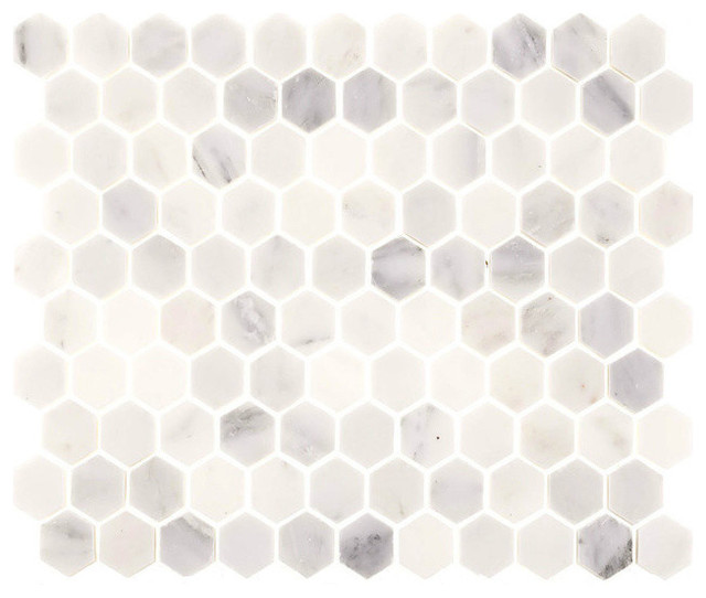 Aspen White Marble Hexagon Tile, Honed Finish, Sample