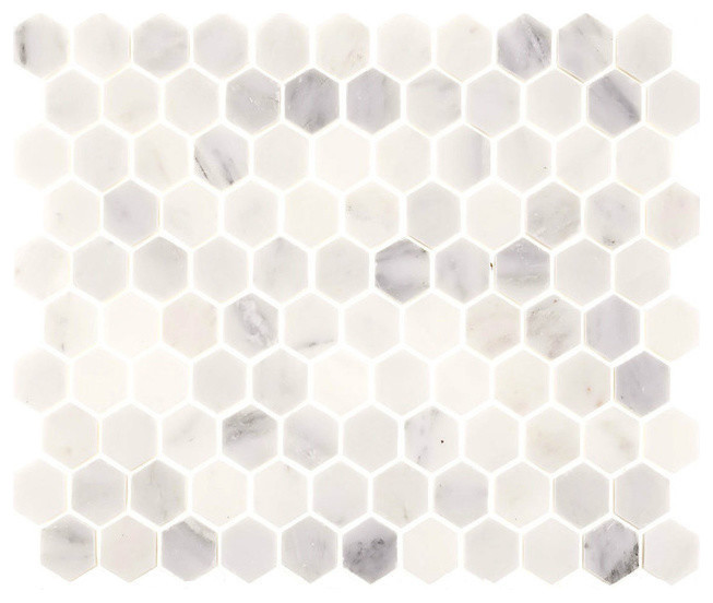 Aspen White Marble Hexagon Tile, Honed Finish, Sample
