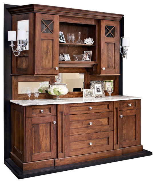 Walnut Hutch Buffet Or Bar Traditional China Cabinets And Hutches   Traditional China Cabinets And Hutches 