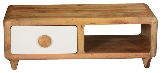60 S Natural Mango Wood Rounded Corners Tv Console Media Cabinet