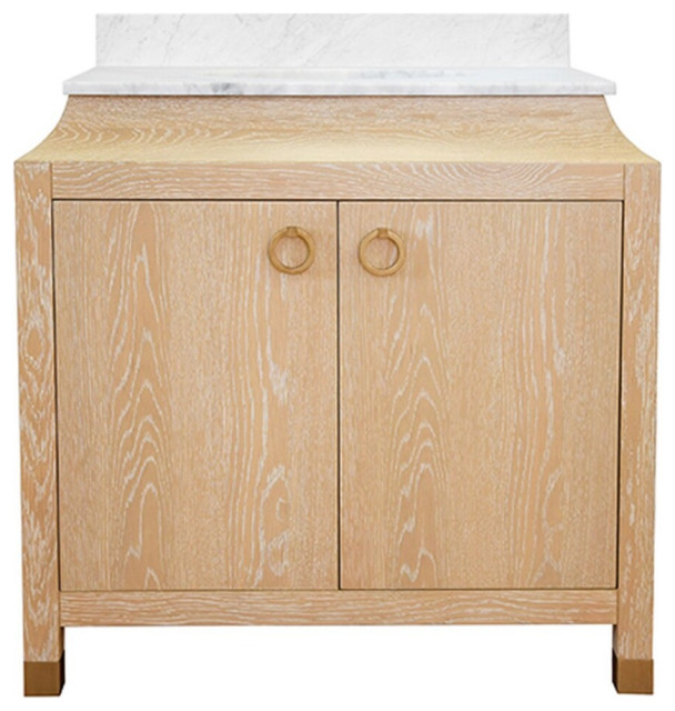 Worlds Away Bath Vanity In Cerused Oak With Antique Brass Ring