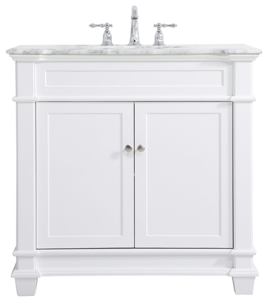 36" Single Bathroom Vanity Set, White, Vf50036Wh - Transitional - Bathroom Vanities And Sink ...
