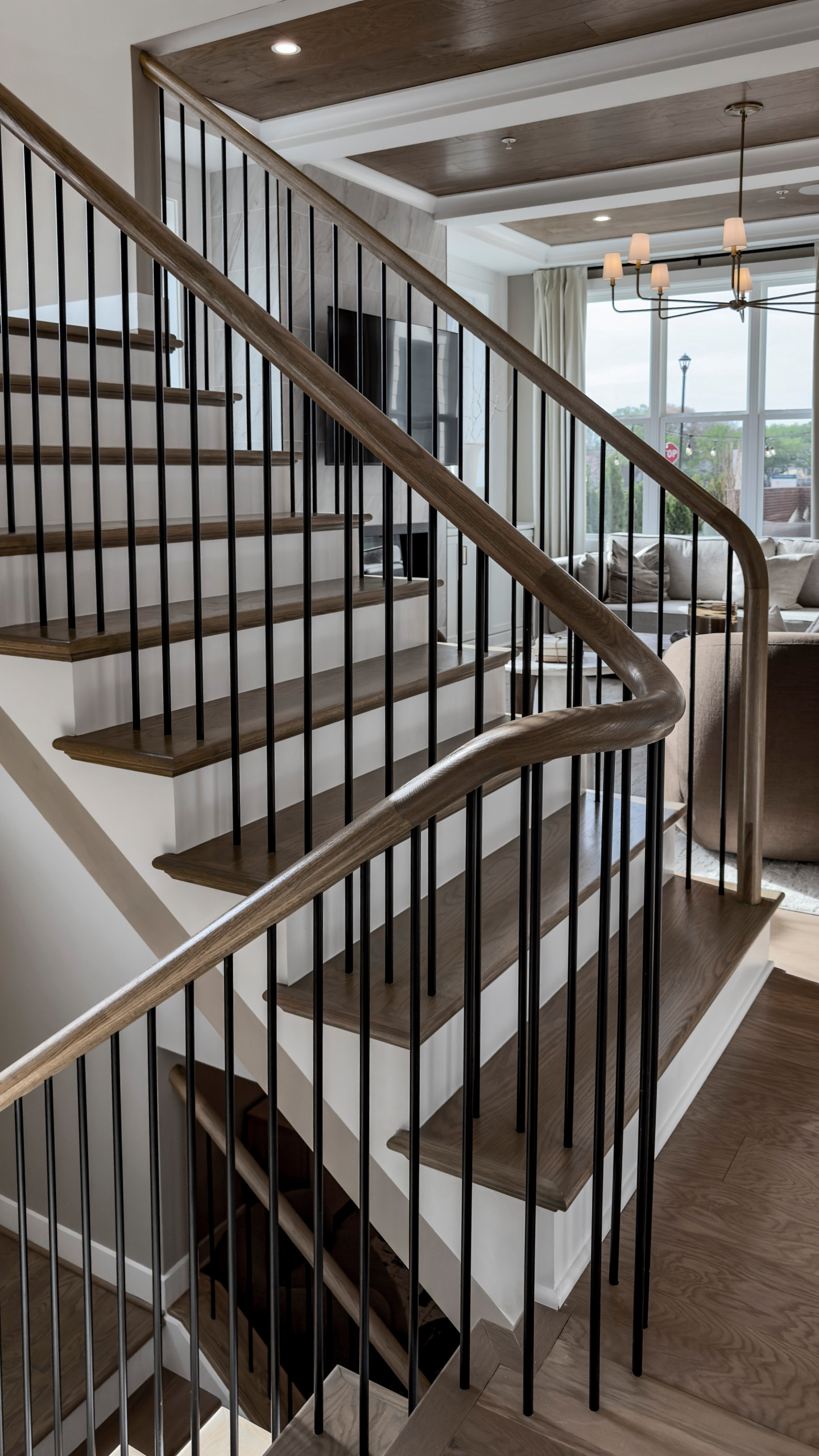 Project #153 | Sophisticated Red Oak Stair with Metal Balusters