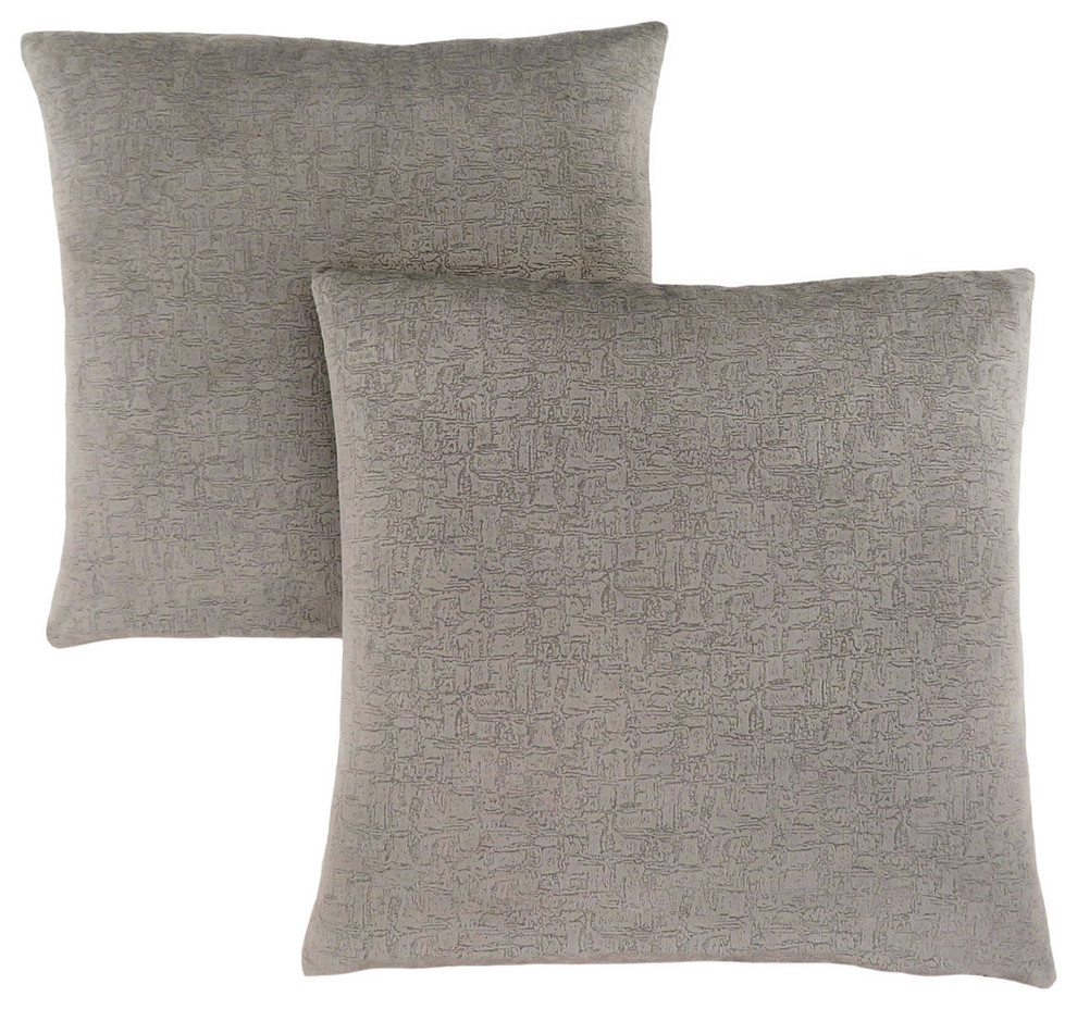 18"x18" Mosaic Velvet Pillow, Gray, Set of 2
