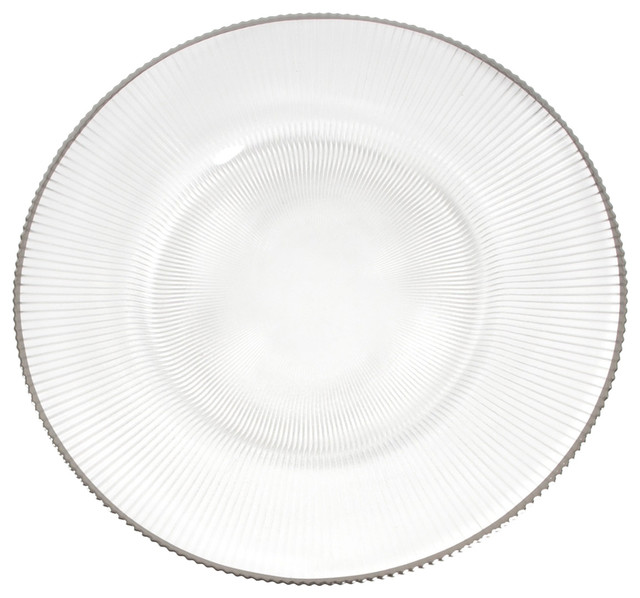 Pleated Design Glass Charger, Set of 6 - Traditional - Charger Plates ...