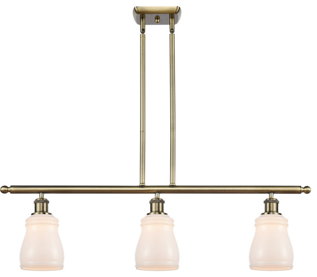 Ballston Ellery 3 Light Island Light in Antique Brass Industrial