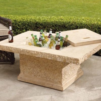 Faux-stone Outdoor Coffee Table and Beverage Tub - Frontgate