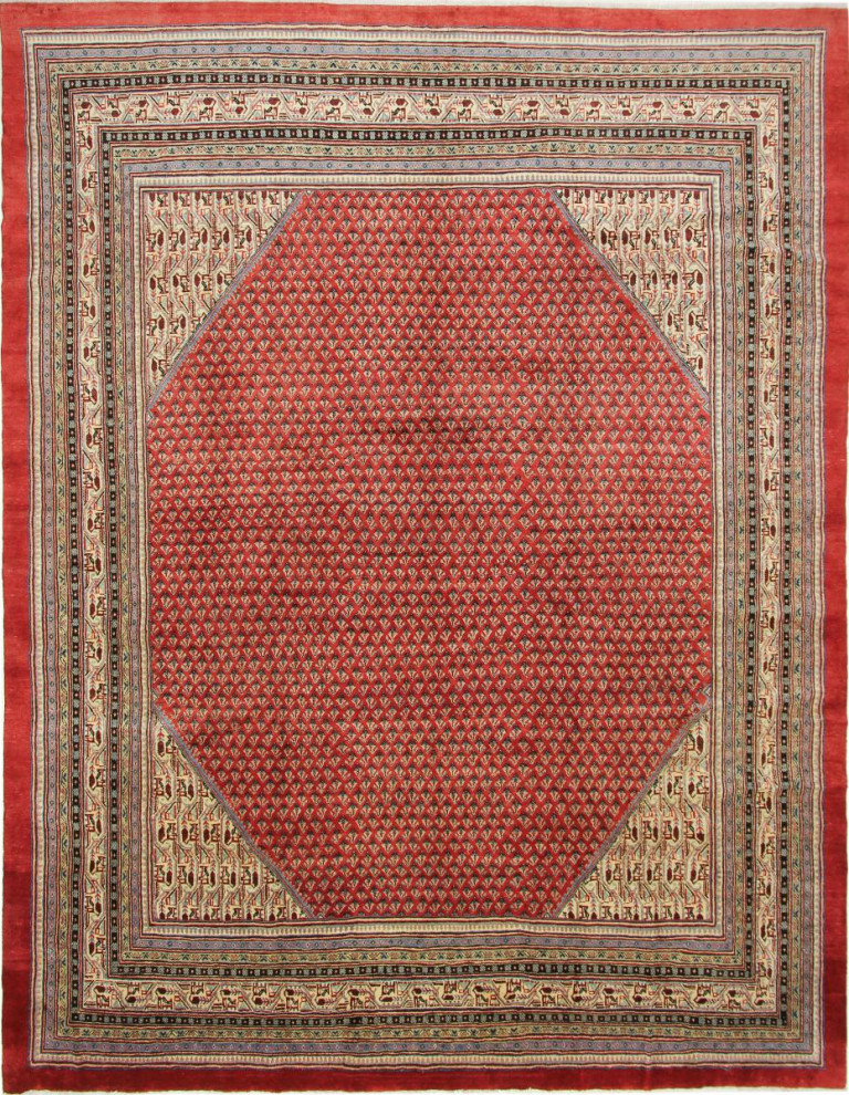 Persian Rug Sarouk Mir Boteh 13'2"x10'1" Hand Knotted, 13'2"x10'1