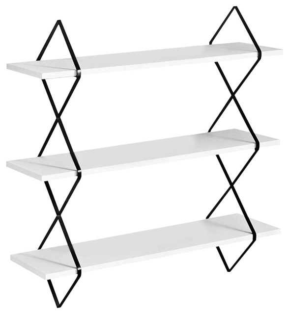Mellisa 3 Tier Floating Display Wall Mount Hanging Shelves Contemporary And By Welland Houzz - 3 Tier Wall Shelf White