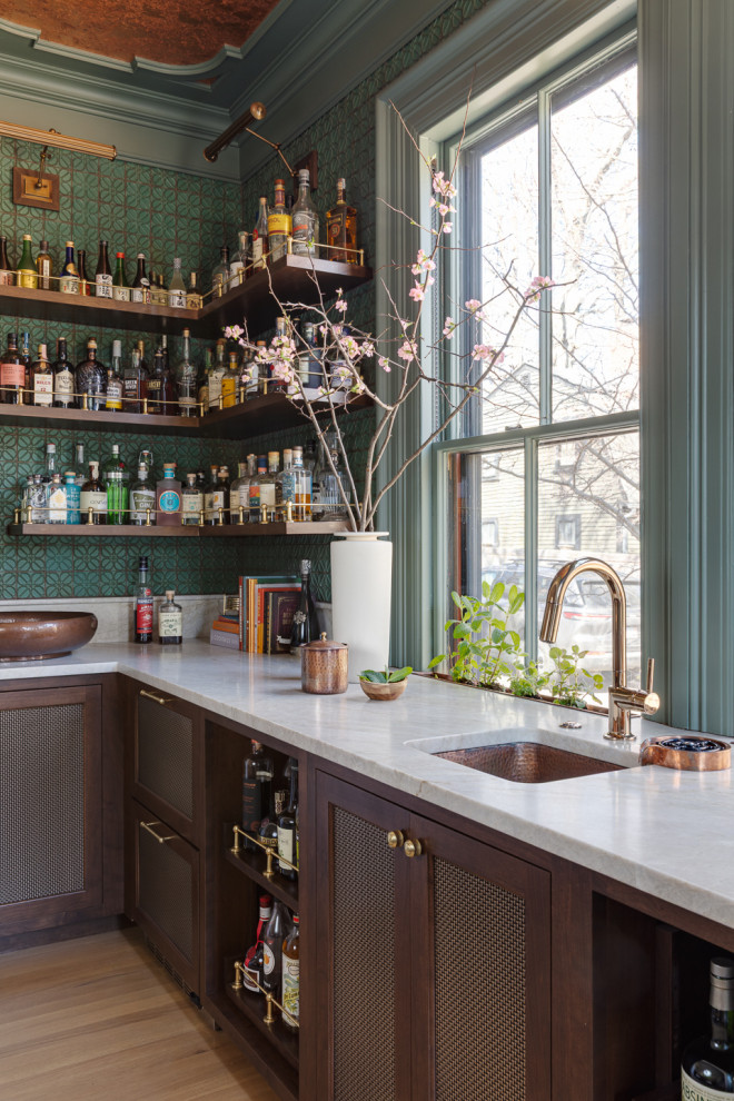 Transitional home bar photo in Boston
