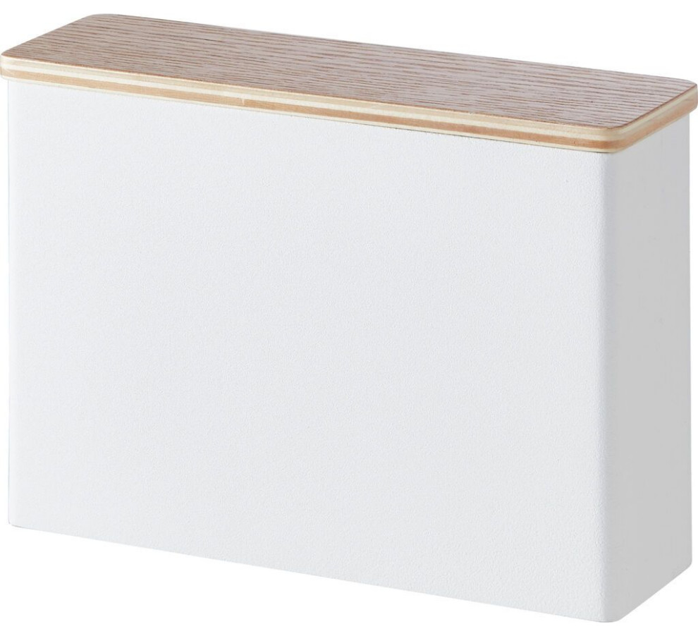 Tosca WoodAccent Coffee Filter Case, White Modern Coffee And Tea