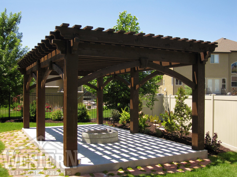 Inspiration for a contemporary patio remodel in Salt Lake City with a pergola
