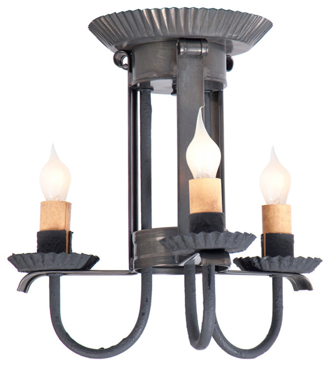 Amherst Ceiling Light, Blackened Tin Industrial Flushmount Ceiling