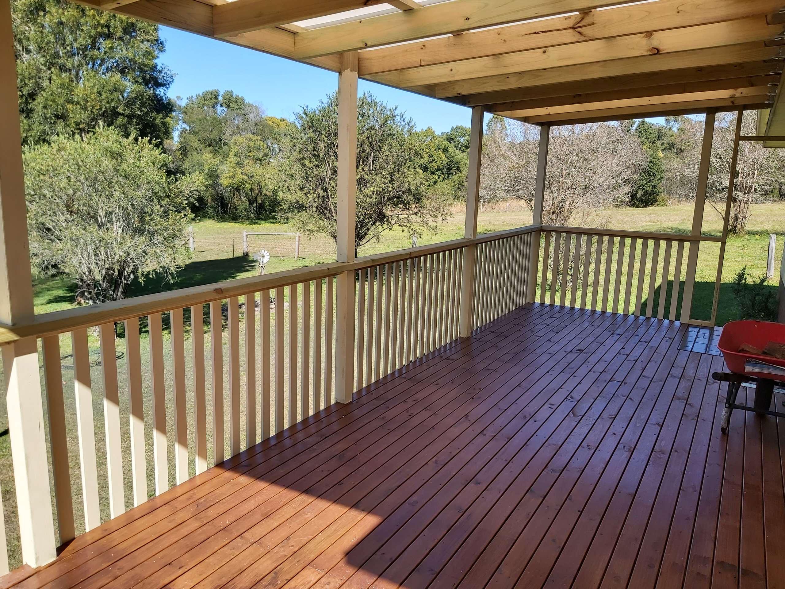 New deck with roof over.