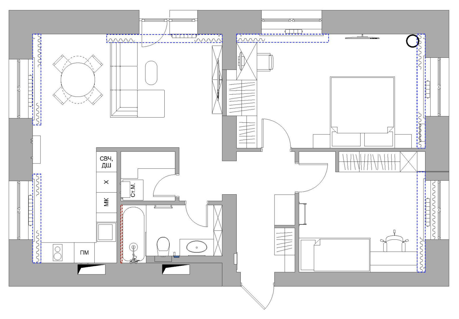 План с расстановкой мебели (ПОСЛЕ)