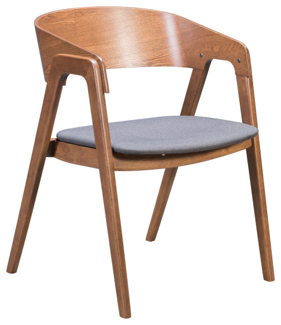 Alden Dining Arm Chair (Set of 2) Walnut & Dark Gray Midcentury