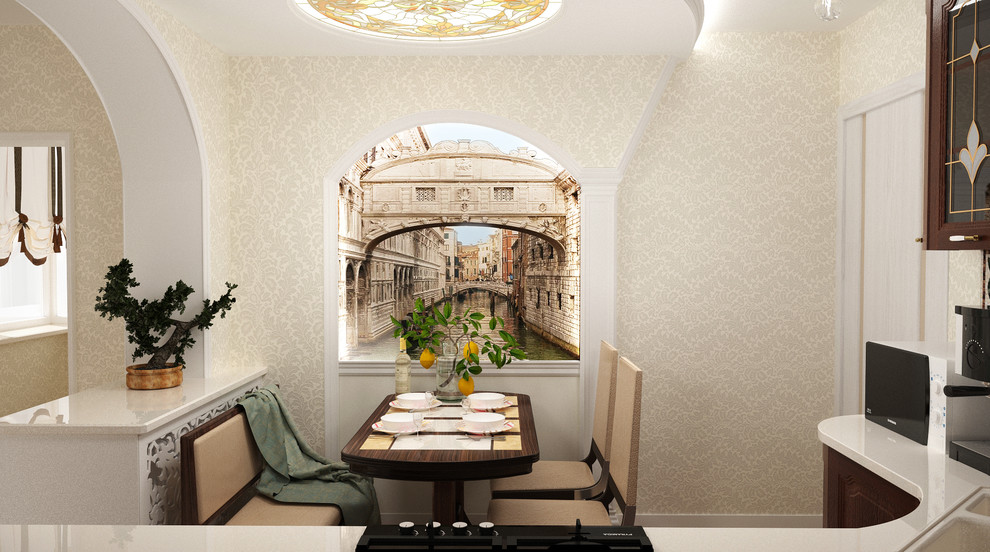 Кухня с лоджией в классическом стиле