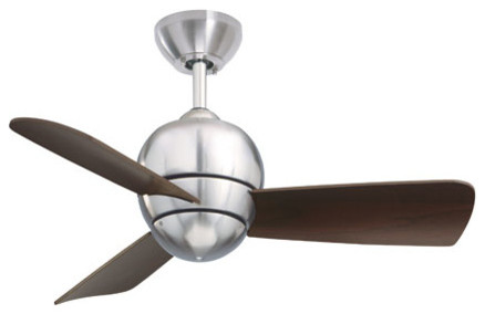 Tilo Brushed Steel 30-Inch Ceiling Fan with Dark Cherry Blades
