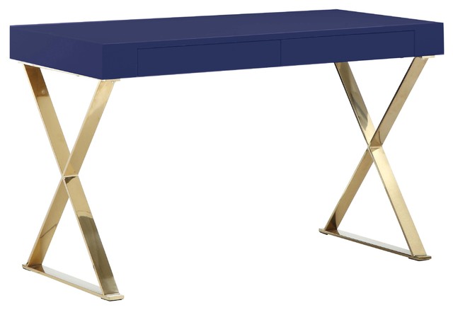 navy and gold desk