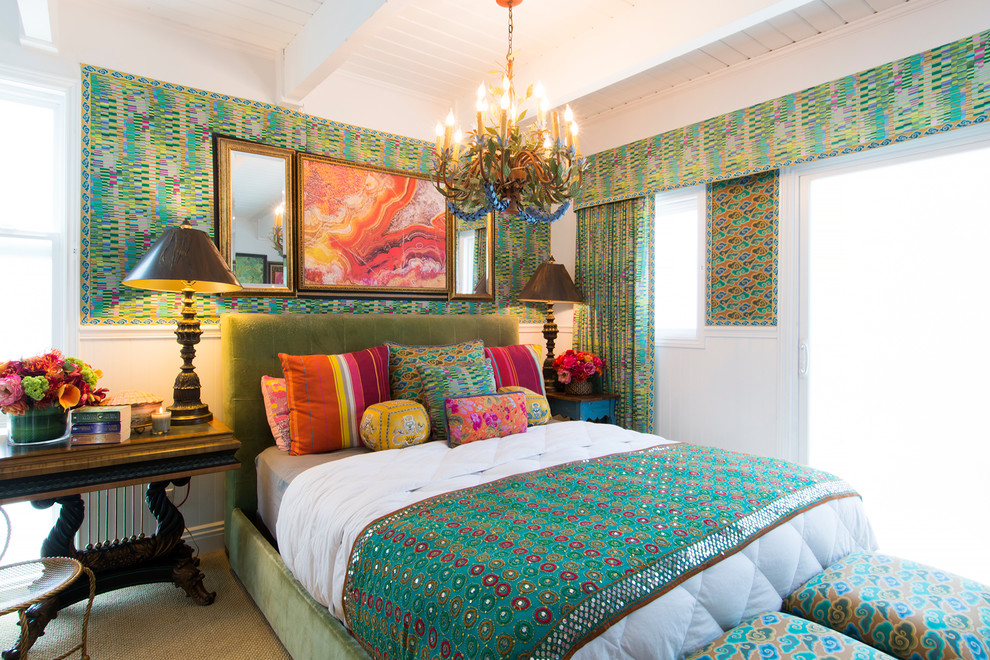 This is an example of an eclectic bedroom in Los Angeles.