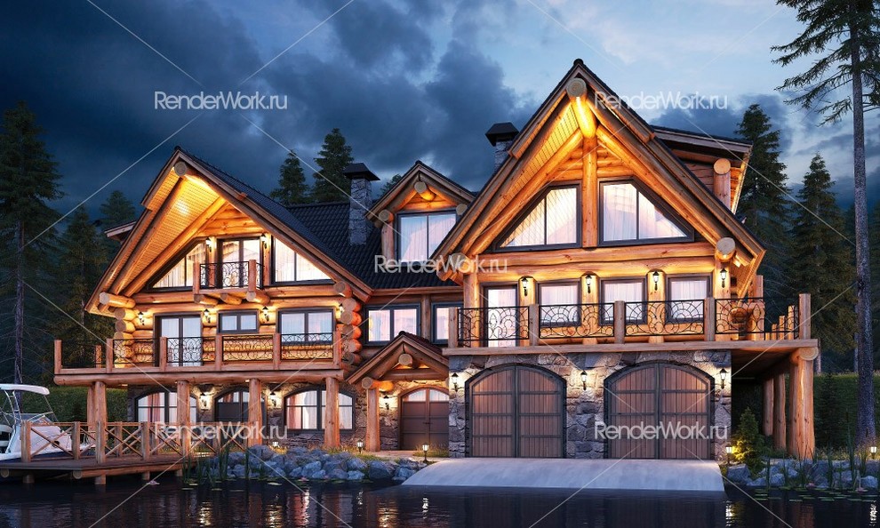 Визуализация дома в стиле шале