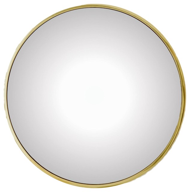 Classic Minimalist Brass Gold Convex Wall Mirror, Thin Frame Simple 42 ...