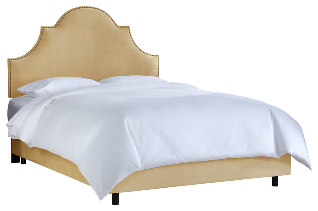 Taylor Nail Button High Arch Notched Bed, Velvet Buckwheat, California King
