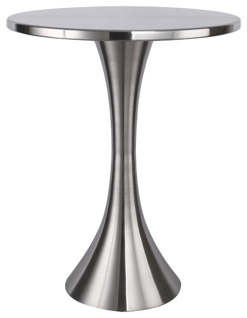 24 H Round Metal Brushed Nickel Side, Round Metal End Table With Drawer