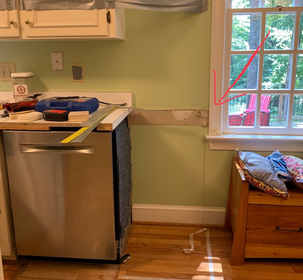Countertop placement next to low window
