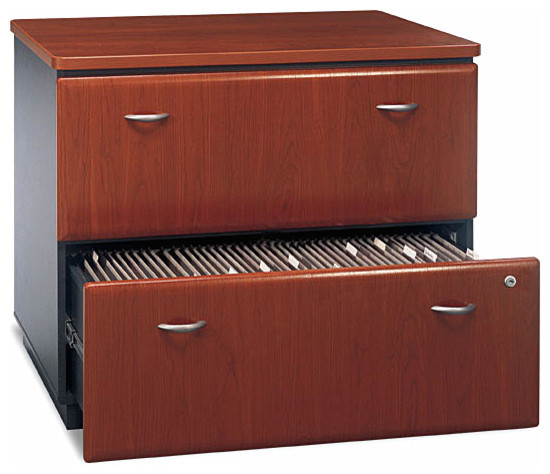 36 in. Lateral File Cabinet in Hansen Cherry and Galaxy