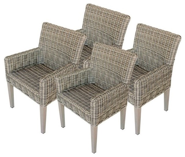TKC Cape Cod Wicker Patio Arm Dining Chairs, No Cushion, Set of 2