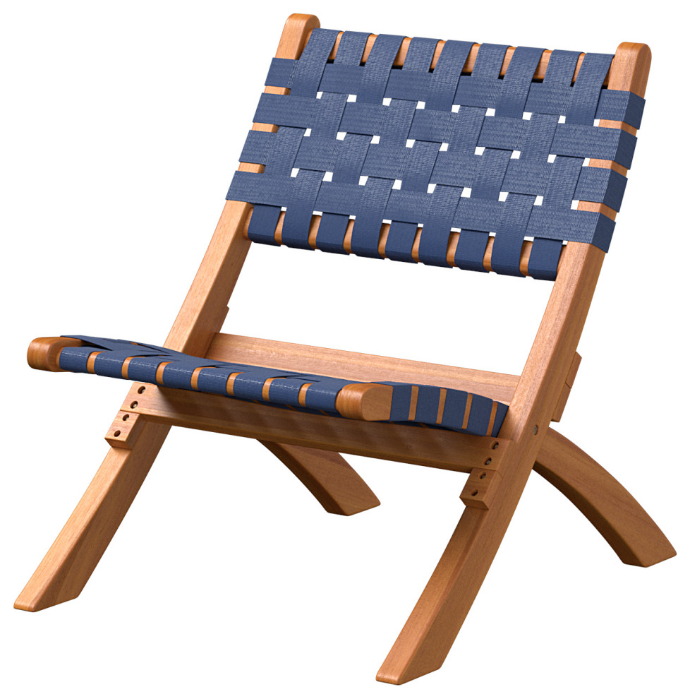 Sava IndoorOutdoor Folding Chair in Navy Blue bing Transitional