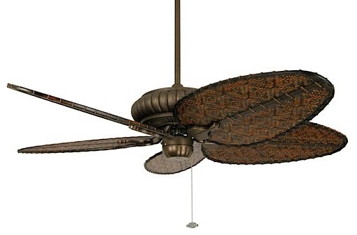 Belleria 52 Fan Aged Bronze Woven Bamboo Blades Tropical Fan Aged Bronze Woven Bamboo Blades