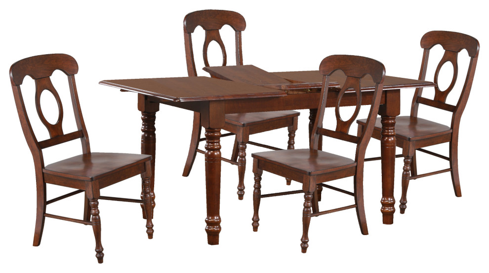 5Piece Rectangular Extendable Dining Set, Butterfly Leaf Table