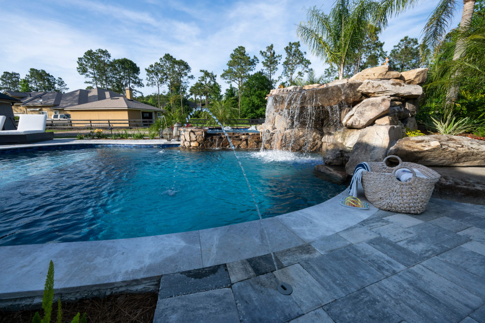 Example of a mountain style pool design in Jacksonville