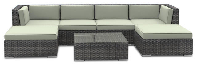 Maui Outdoor Patio Furniture Sofa Sectional 7 Piece Set Tropical Maui Outdoor Patio Furniture Sofa Sectional 7 Piece Set Beige
