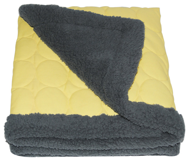 Circle Quilted Water Repellent Cotton Canvas Throw, Pale Yellow, X-Large