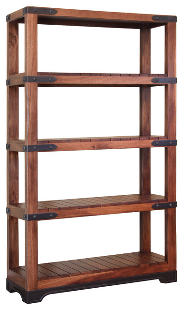 Granville Rustic Style Solid Wood, Solid Wood Bookcases With Adjustable Shelves