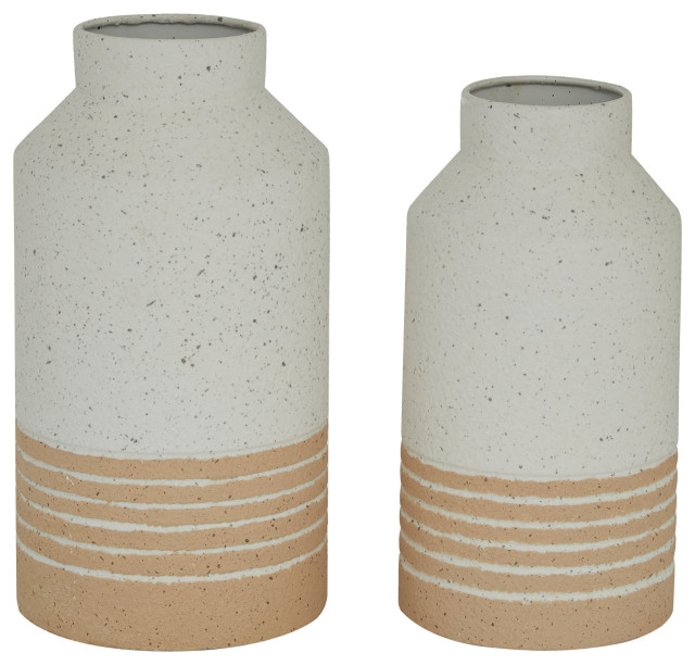 Farmhouse White Metal Vase Set 43342