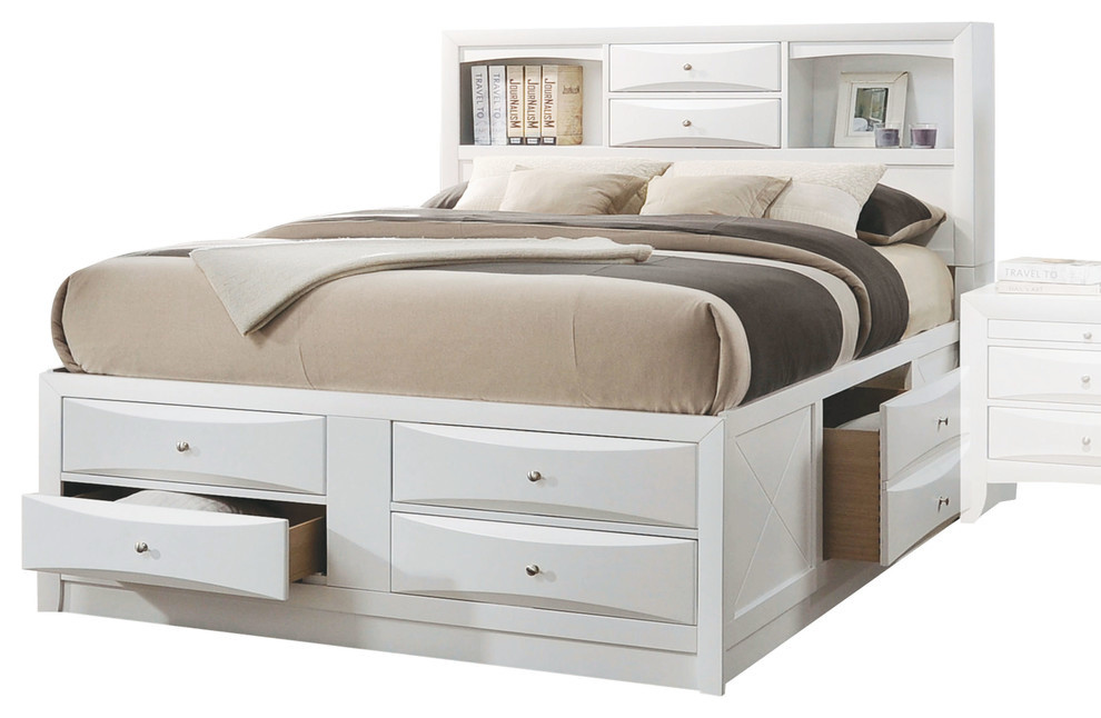 Ireland Bed With Storage, Eastern King Transitional Platform Beds