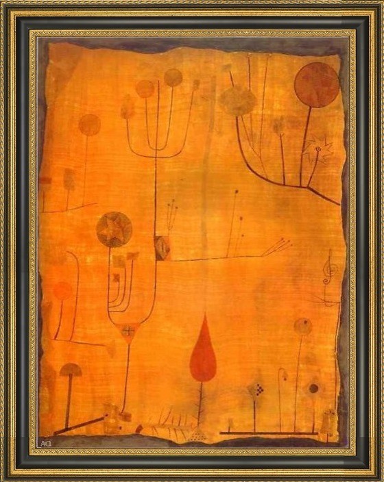 Paul Klee Fruits on Red - 21" x 28" Framed Premium Canvas Print
