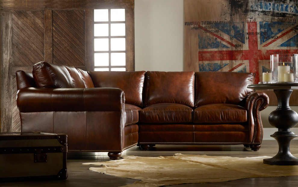 Traditional  Lawson Arm Leather Sectional