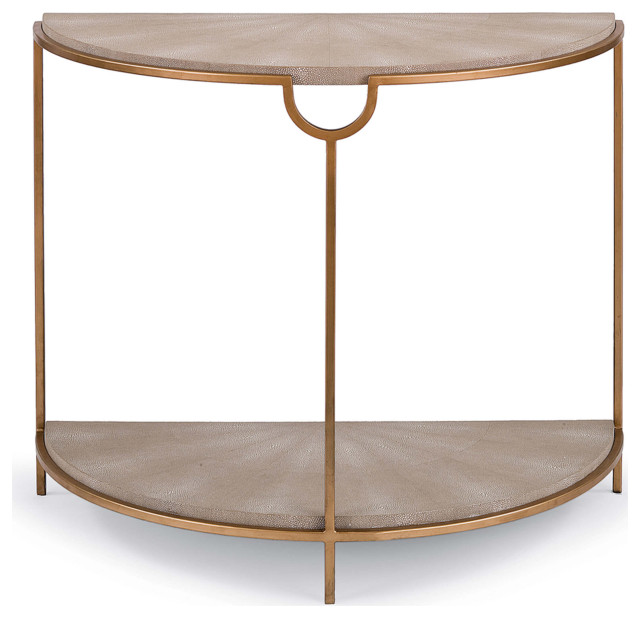 Vogue Reen Demilune Console Ivory Gray And Brass Transitional Tables By Regina Andrew Houzz Vogue Reen Demilune Console Ivory, Demilune Console Table Small