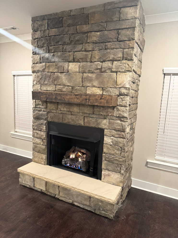 "The Toast Zone" -  Installing a gas fireplace with stonework.