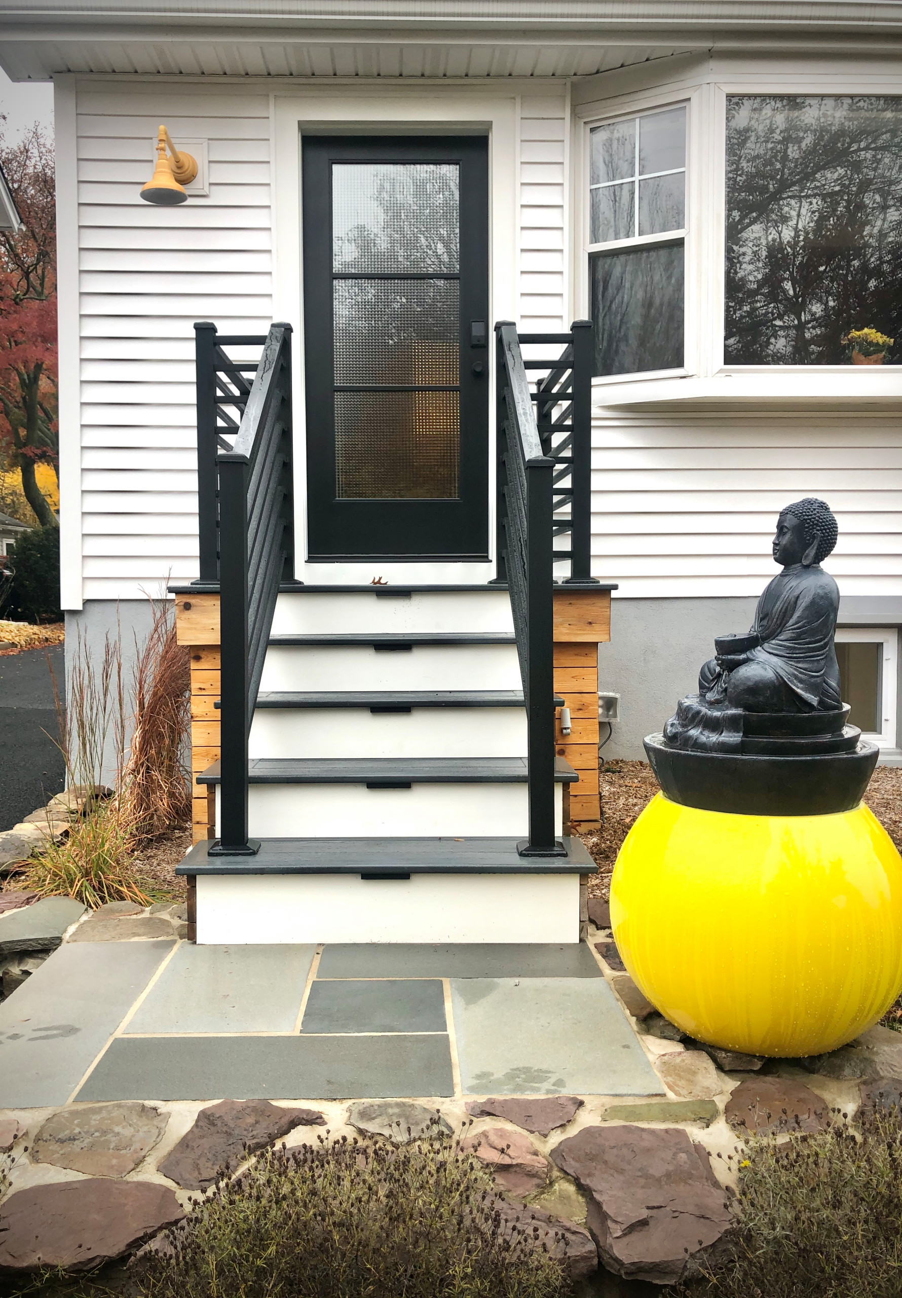 Zen Eclectic Modern Front Porch and Stairs