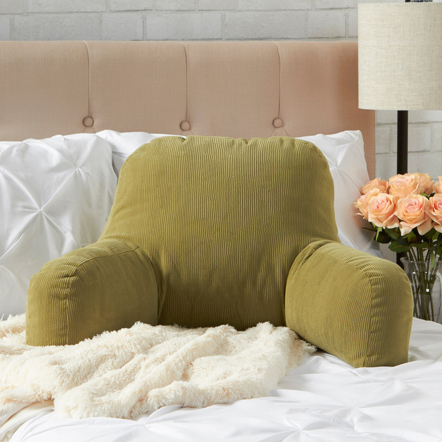 Olive Bed Rest Pillow In Contemporary Master Bedroom