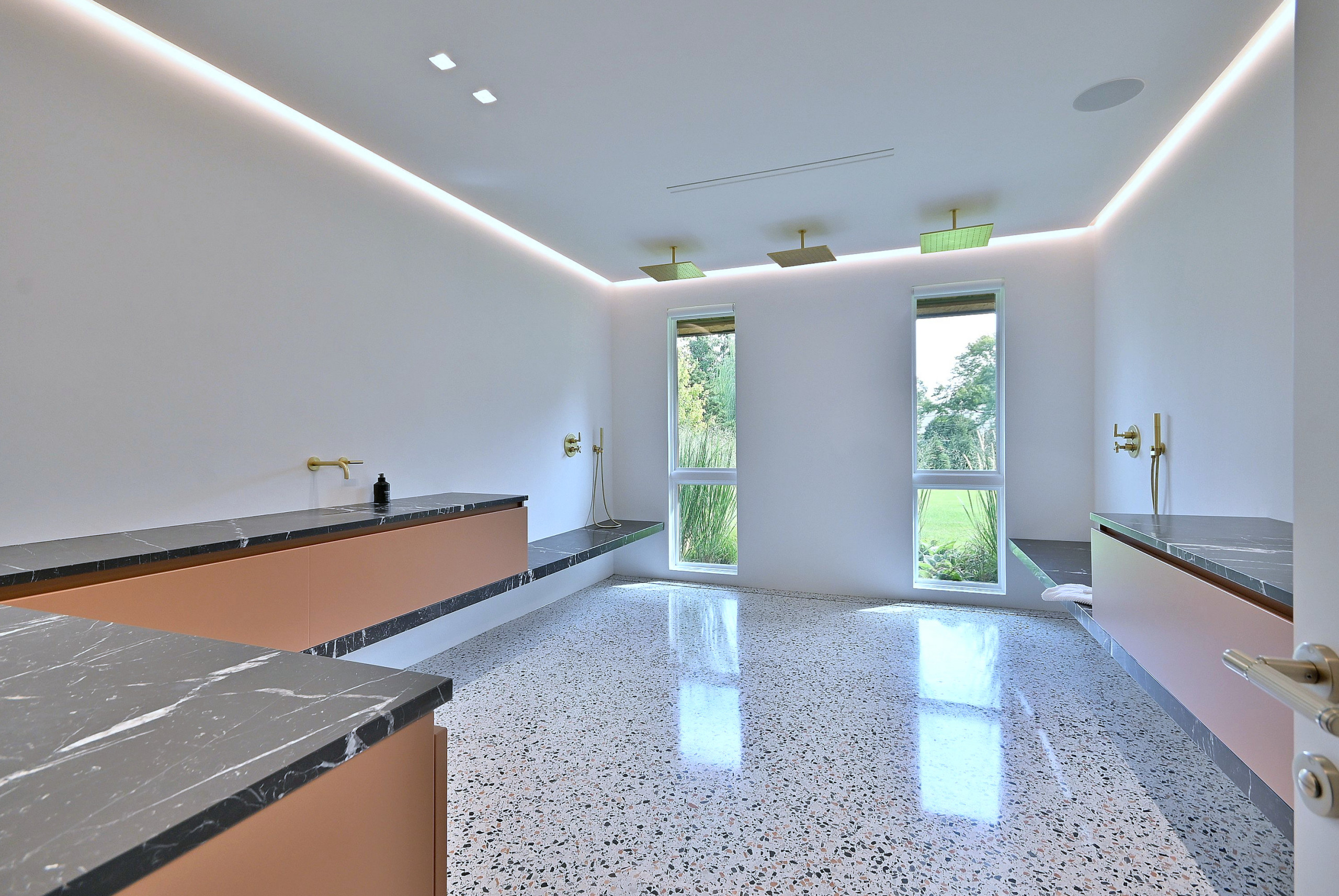 Modern Terrazzo Shower Room with Floating Details